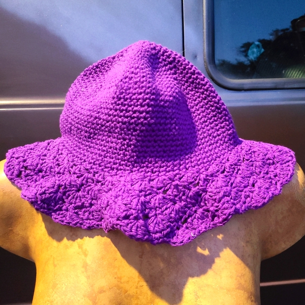 Purple 100% Cotton Bucket Hat Handmade Crochet y2k 90s